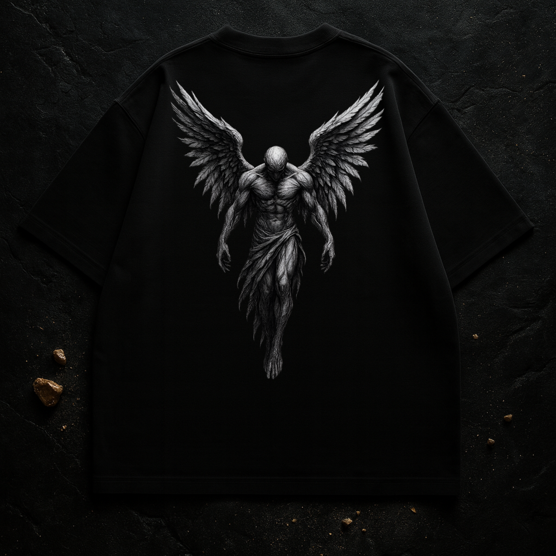 BLACK OVERSIZED DROP SHOULDER TEE 280GSM