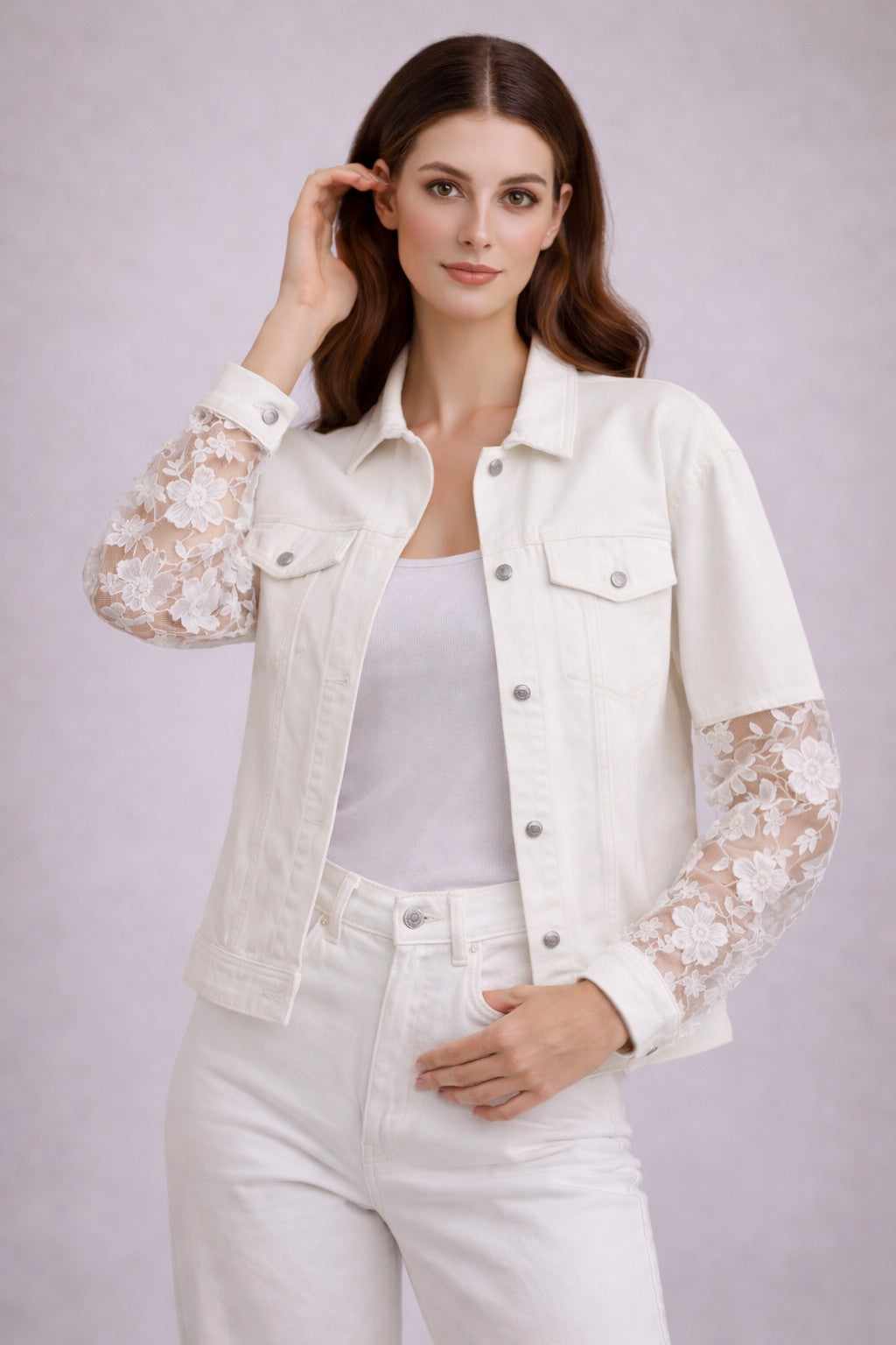 Off White Relaxed Fit Denim Jacket