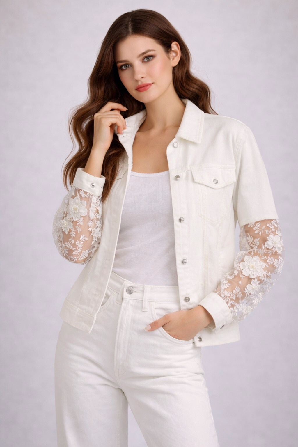 Off White Relaxed Fit Denim Jacket