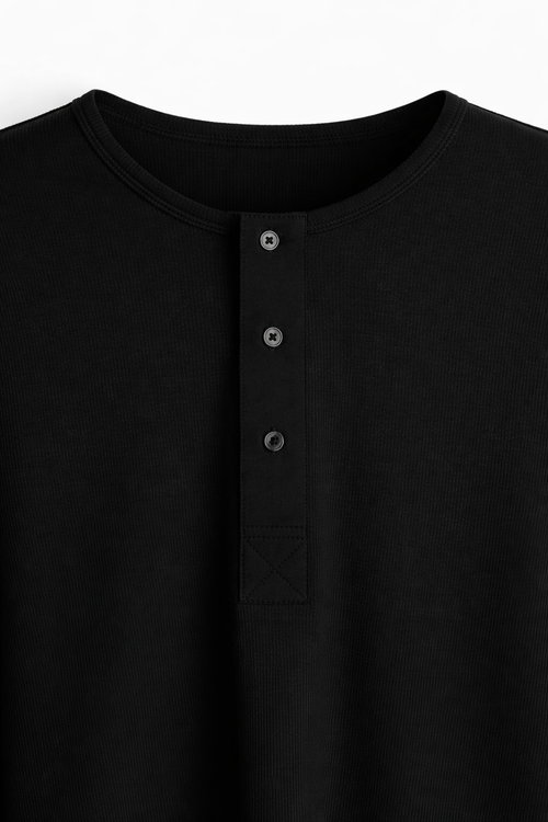 Classic Full Sleeve Henley Black