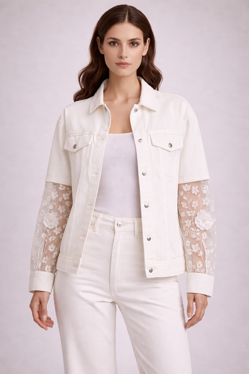 Off White Relaxed Fit Denim Jacket