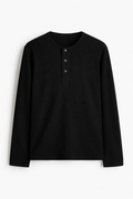 Classic Full Sleeve Henley Black